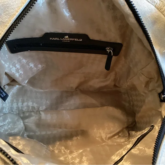 Karl Lagerfeld Cream and Black Tote Bag “ ELEGANCE IS AN ATTITUDE” NWOT - Picture 9 of 14